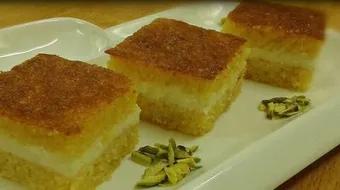 عمل بسبوسة بالقشطة