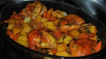 صينية دجاج بالخضار