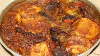 طريقة عمل طاجن بطاطس باللحمة