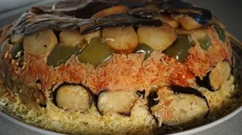 طريقة عمل المقلوبة بالباذنجان واللحم