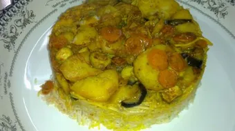 طريقة المقلوبة بالدجاج والخضار