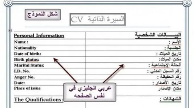 كيفية عمل سيرة ذاتية بالعربية